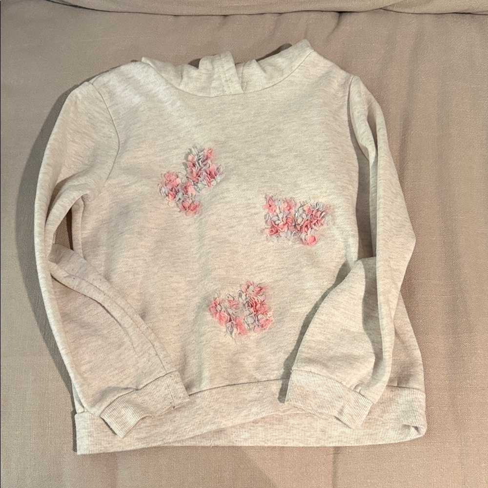 Kate Mack Soft Cream Sweater with flower butterfly’s size 8